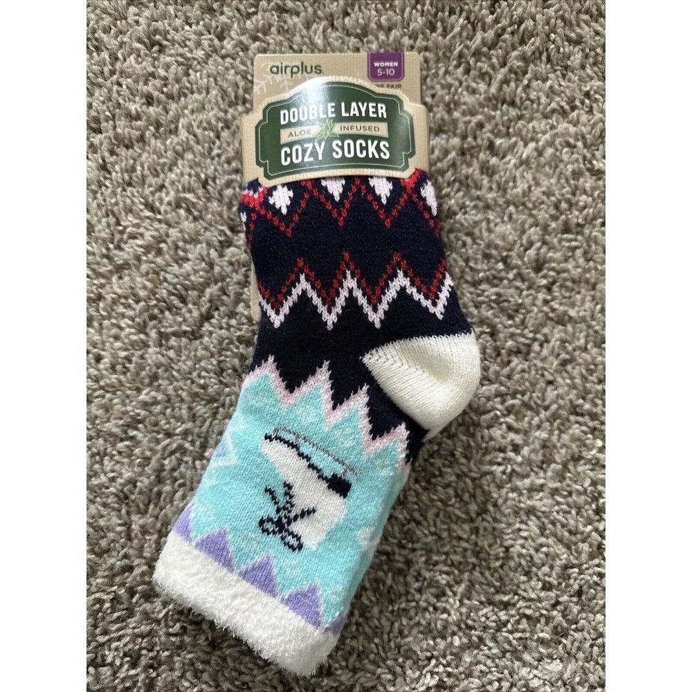 Airplus Womens Double Layer Infued w/Aloe Vera Infused Cozy Socks Iceskate